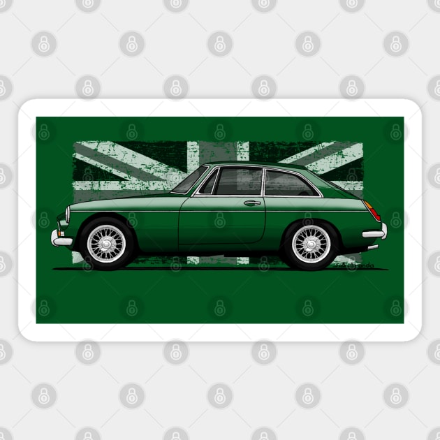 Copia de Mi dibujo del MGB GT verde BRG Magnet by jaagdesign